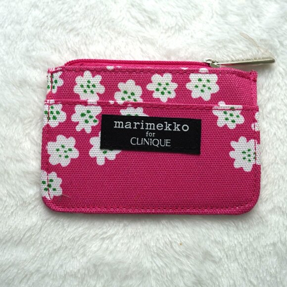 NWT Marimekko for Clinique Pink Floral Coin Pouch Card Case - Picture 1 of 6